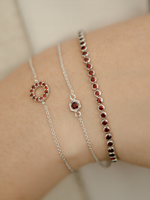 Load image into Gallery viewer, Fleur Bracelet (Garnet) - Rhodium Plated