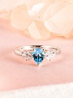 Load image into Gallery viewer, Cheryl Ring - Swiss Blue Topaz & Moissanites - 18K White Gold