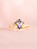 Load image into Gallery viewer, Christina Ring - Blue Sapphire & Moissanite - 18K Yellow Gold
