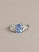 Load image into Gallery viewer, Tiffany Ring - Blue Sapphires & Lab Diamond - Platinum