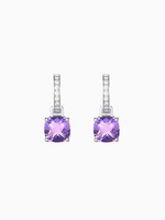 Load image into Gallery viewer, Wylie Earrings (Amethyst) - Rhodium Plated
