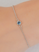 Load image into Gallery viewer, Fleur Bracelet (London Blue Topaz) - Rhodium Plated