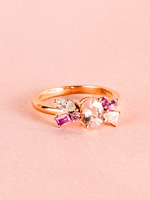 Load image into Gallery viewer, Sera Ring - Morganite & Moissanite - 18K Rose Gold