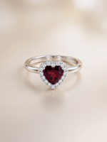 Load image into Gallery viewer, Leanne Ring (Garnet) - Rhodium Plated