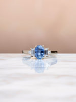 Load image into Gallery viewer, Alaia Ring - Blue Sapphire & Moissanite - 18K Champagne Gold