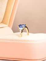 Load image into Gallery viewer, Alaia Ring - Blue Sapphire & Moissanite - 18K Champagne Gold