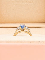 Load image into Gallery viewer, Alaia Ring - Blue Sapphire & Moissanite - 18K Champagne Gold