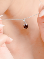 Load image into Gallery viewer, Felicia Necklace (Garnet) - Rhodium Plated