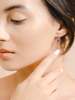 Load image into Gallery viewer, Pamela Earrings (Amethyst) - Rhodium Plated