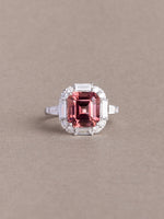 Load image into Gallery viewer, Rosaline Ring - 3.943 CT Tourmaline & Lab Diamond - 18K White Gold