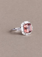 Load image into Gallery viewer, Rosaline Ring - 3.943 CT Tourmaline & Lab Diamond - 18K White Gold