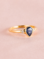 Load image into Gallery viewer, Alicia Ring - Blue Sapphire & Moissanite - 18K Yellow Gold