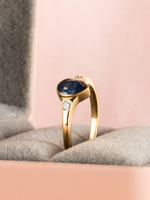 Load image into Gallery viewer, Alicia Ring - Blue Sapphire & Moissanite - 18K Yellow Gold