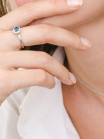 Load image into Gallery viewer, Lydia Ring (London Blue Topaz) - Rhodium Plated