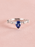 Load image into Gallery viewer, Kara Ring - Blue Sapphire & Moissanite - 18k White Gold