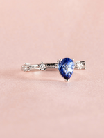 Load image into Gallery viewer, Kara Ring - Blue Sapphire & Moissanite - 18k White Gold