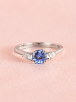 Load image into Gallery viewer, Eden Ring - Blue Sapphire & Moissanite - 18k White Gold