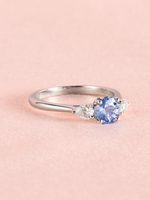 Load image into Gallery viewer, Eden Ring - Blue Sapphire & Moissanite - 18k White Gold