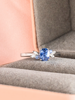 Load image into Gallery viewer, Jestina Ring - Blue Sapphire & Moissanite - 18K White Gold
