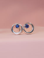 Load image into Gallery viewer, Sapphire Circle Earrings