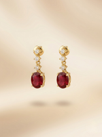 Load image into Gallery viewer, 18K Yellow Gold Dangling Ruby (Burma, Pigeon Blood)