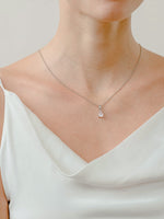 Load image into Gallery viewer, Laura Necklace (Rose Quartz) - Rhodium Plated