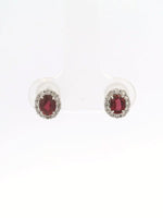 Load image into Gallery viewer, Ruby Oval 18K White Gold Earrings