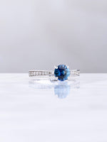 Load image into Gallery viewer, Julia Ring - Blue Sapphire &amp; Diamond - 18K White Gold
