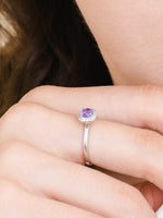 Load image into Gallery viewer, Lydia Ring (Amethyst) - Rhodium Plated
