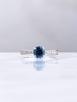 Load image into Gallery viewer, Julia Ring - Blue Sapphire &amp; Diamond - 18K White Gold
