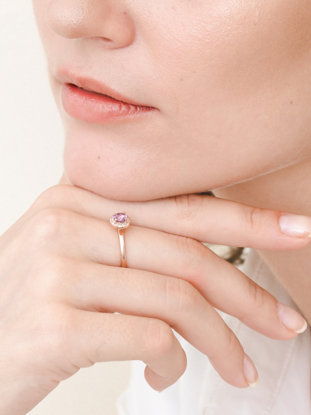 Lydia Ring (Amethyst) - Rose Gold Plated