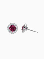 Load image into Gallery viewer, Lydia Earring (Rhodolite Garnet) - Rhodium Plated

