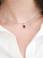 Load image into Gallery viewer, Laura Necklace (Garnet) - Rhodium Plated
