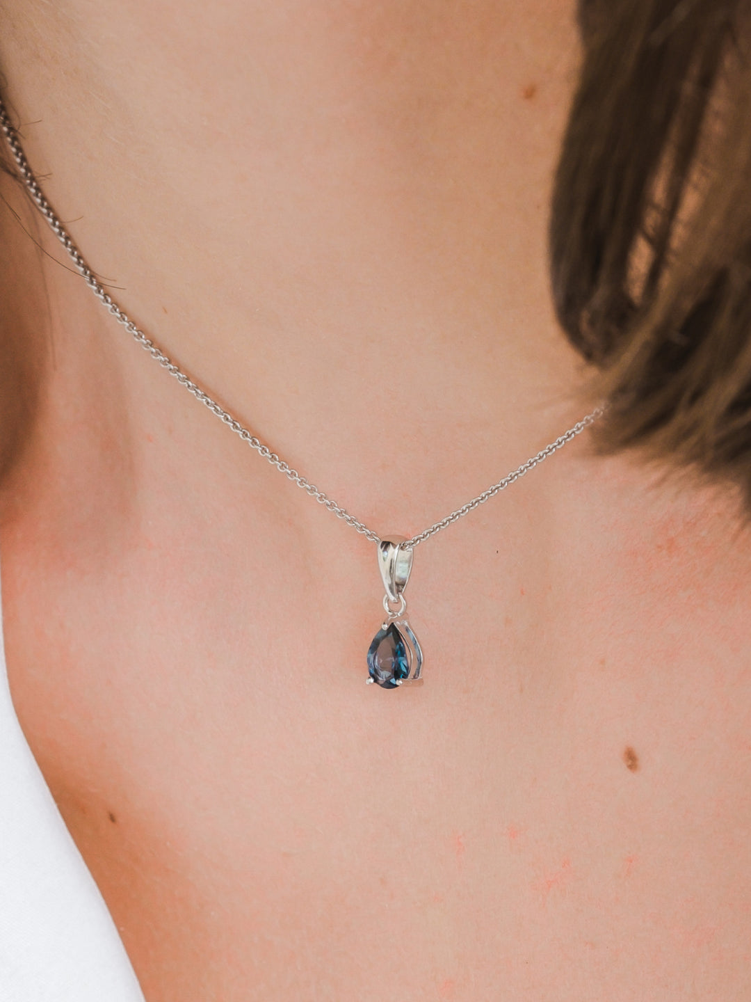 Laura Necklace (London Blue Topaz) - Rhodium Plated