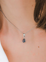 Load image into Gallery viewer, Laura Necklace (London Blue Topaz) - Rhodium Plated
