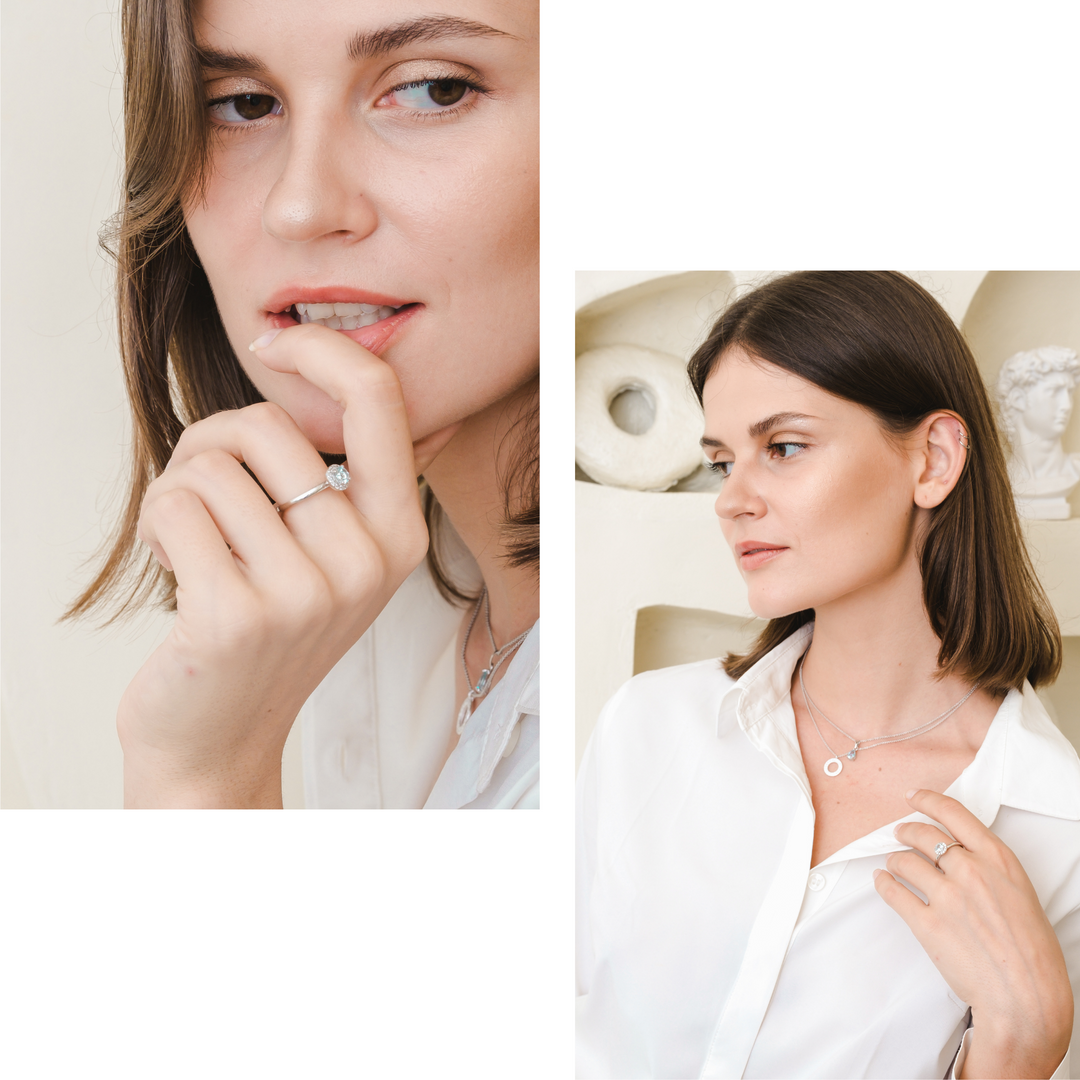 Lydia Ring (Aquamarine) - Rhodium Plated