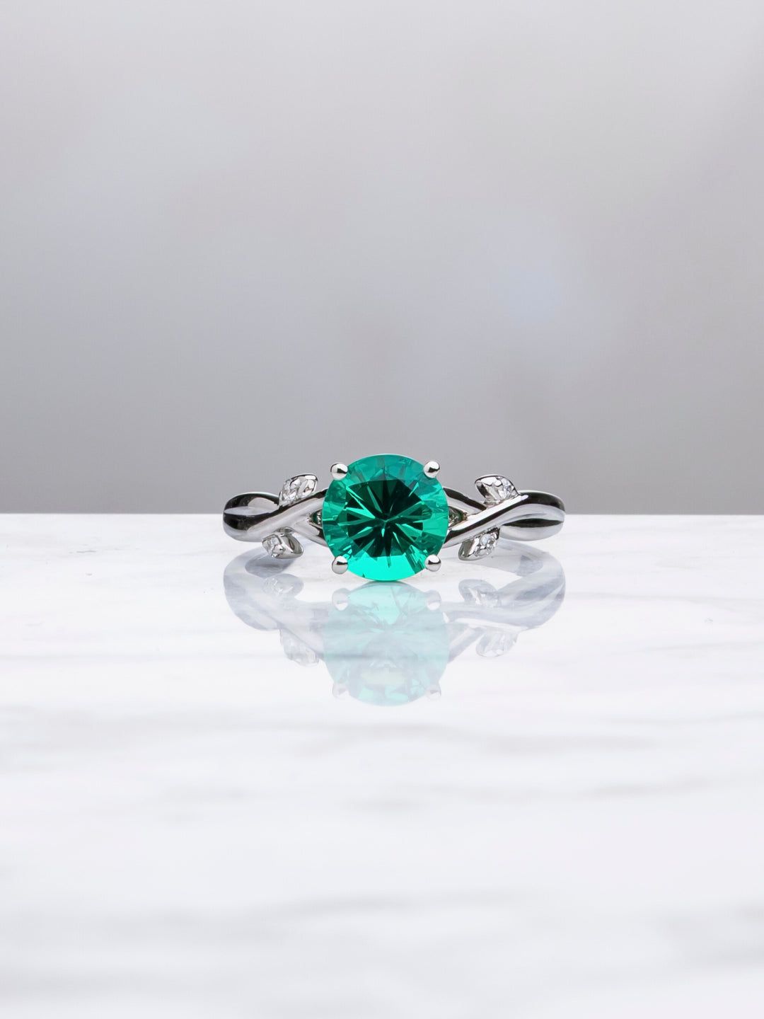 Esme Ring - 1.24Ct Lab Emerald - 18K White Gold