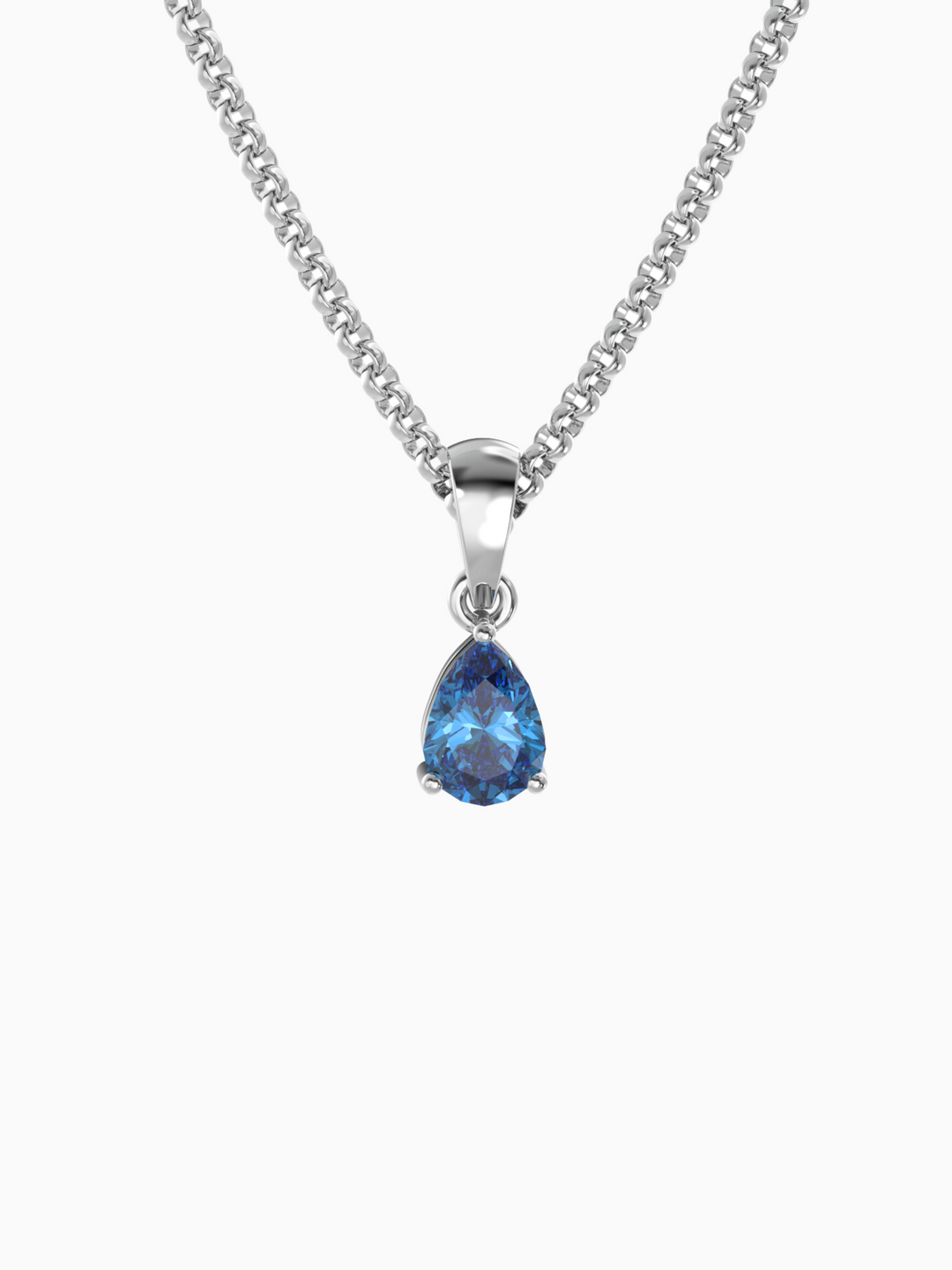 Laura Necklace (London Blue Topaz) - Rhodium Plated