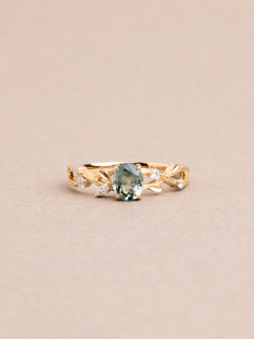 Aeva Ring - Green Tourmaline & Lab Diamonds - 14K Yellow Gold