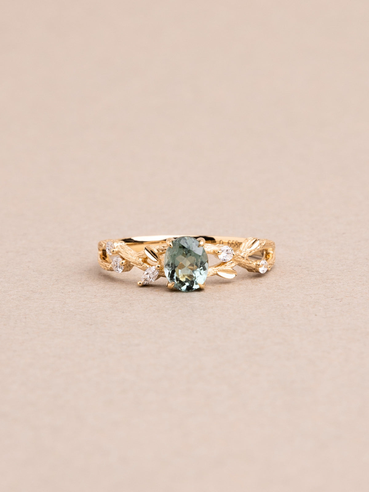 Aeva ring   green tourmaline & lab diamonds   14k yellow gold