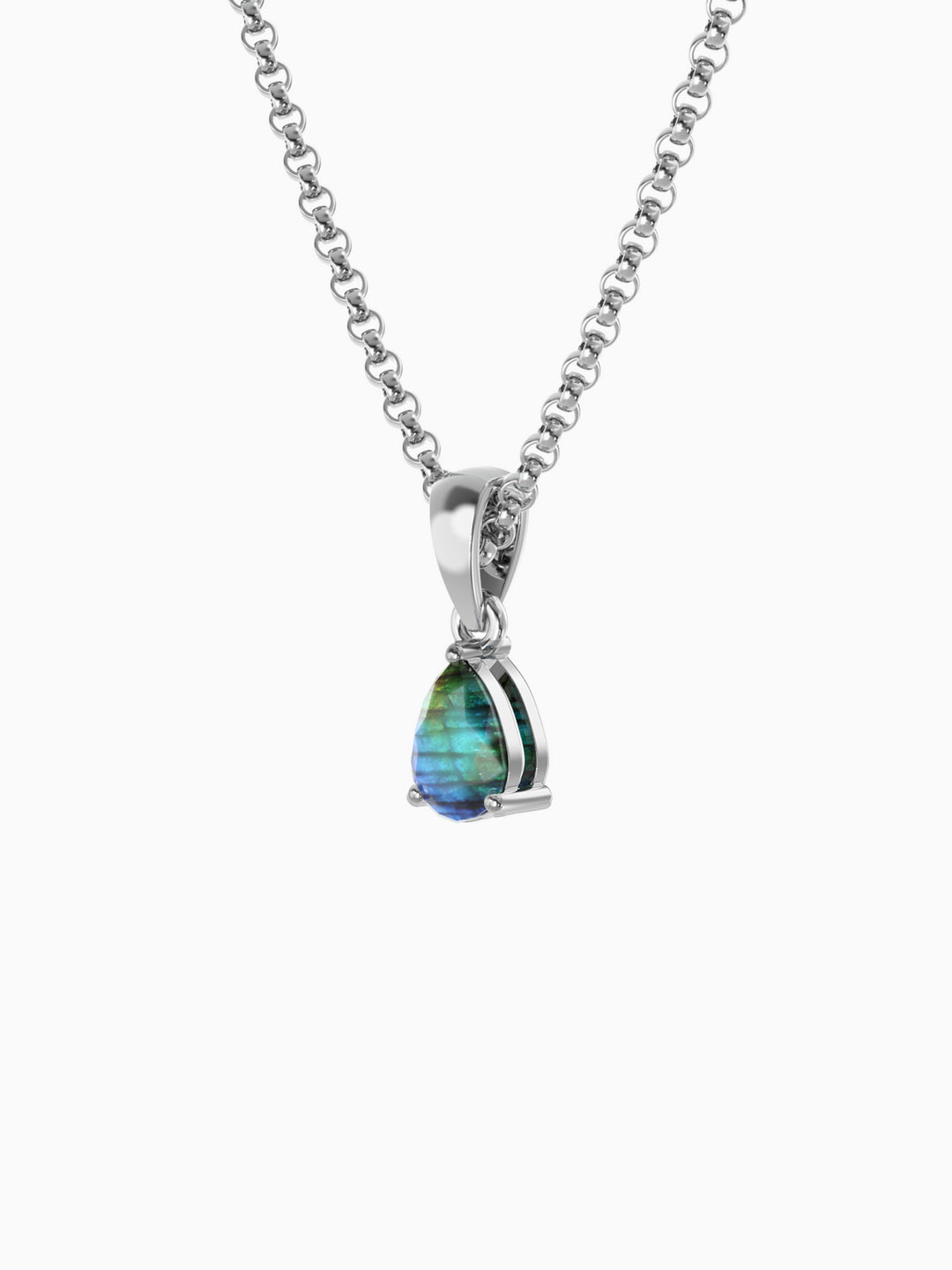 Laura Necklace (Labradorite) - Rhodium Plated