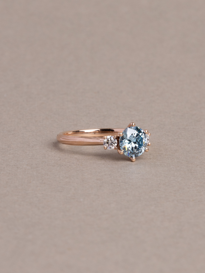 Azure Ring - 0.93 Ct Fancy Intense Blue Lab Grown Diamond - 18K Rose Gold