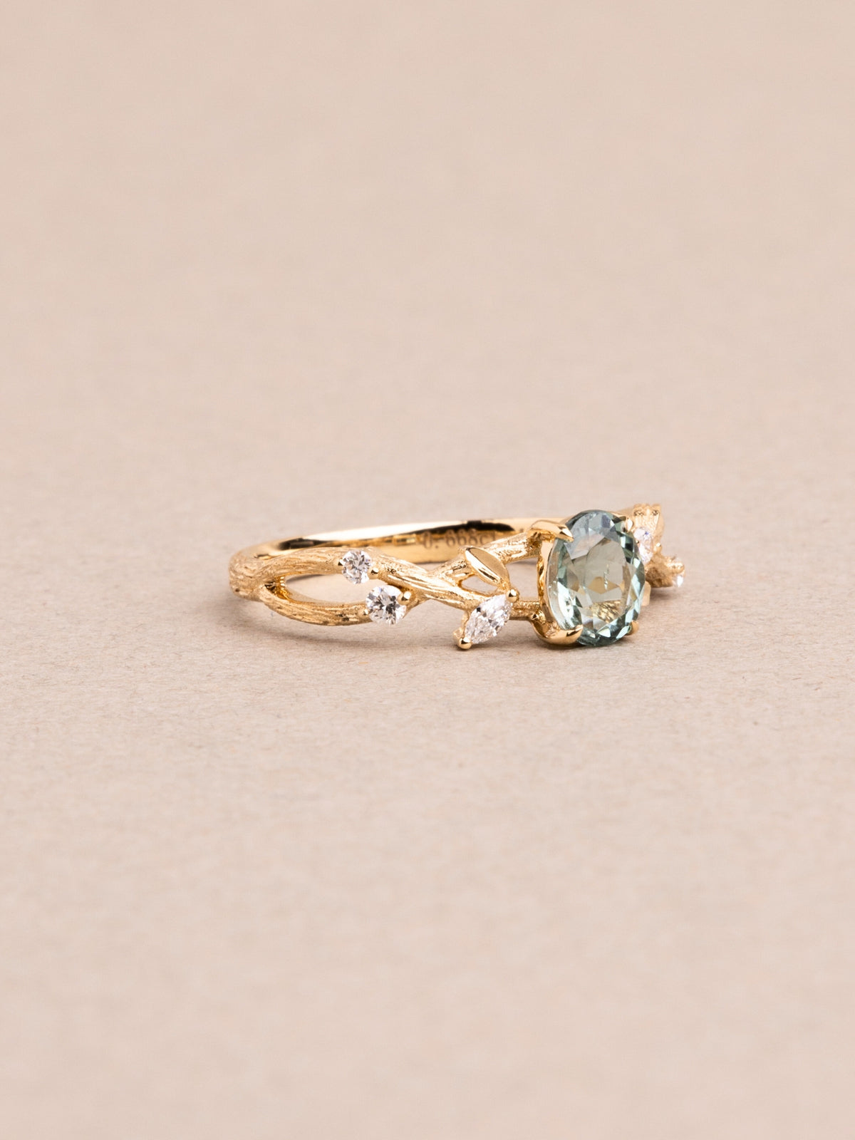 Aeva ring   green tourmaline & lab diamonds   14k yellow gold