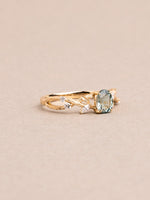 Load image into Gallery viewer, Aeva Ring - Green Tourmaline &amp; Lab Diamonds - 14K Yellow Gold

