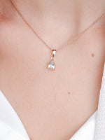 Load image into Gallery viewer, Laura Necklace (Aquamarine) - Rose Gold Plated
