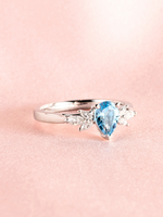 Load image into Gallery viewer, Cheryl Ring - Swiss Blue Topaz &amp; Moissanites - 18K White Gold
