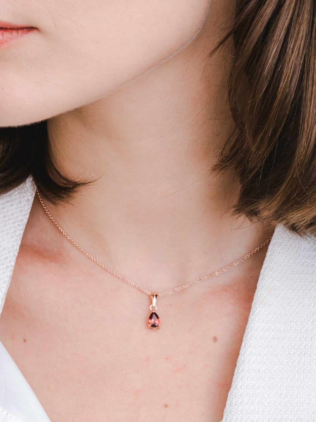 Laura Necklace (Garnet) - Rose Gold Plated