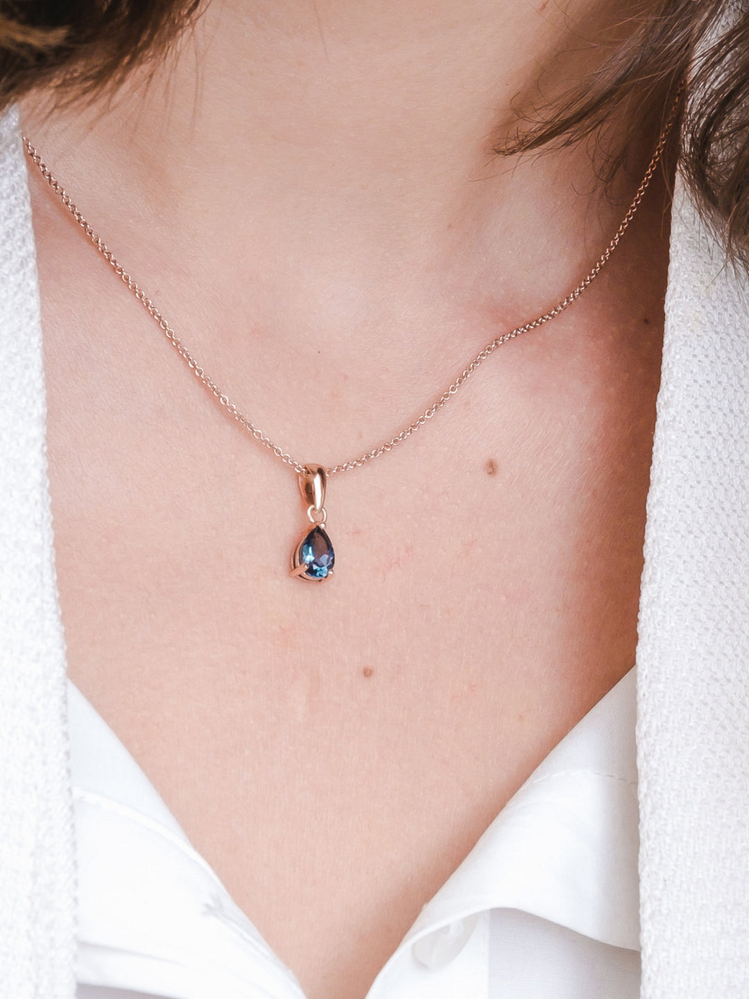Laura Necklace (London Blue Topaz) - Rose Gold Plated