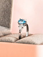 Load image into Gallery viewer, Cheryl Ring - Swiss Blue Topaz &amp; Moissanites - 18K White Gold
