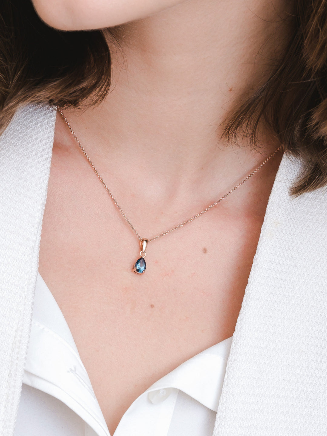 Laura Necklace (London Blue Topaz) - Rose Gold Plated